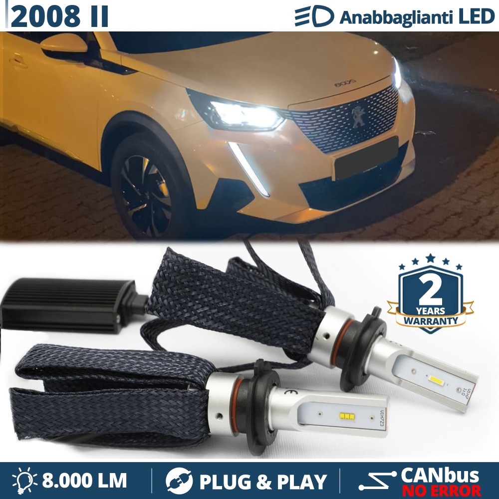 Kit Lampadine LED per Peugeot 2008 2 Anabbaglianti H7 Luce Bianca CANbus 6500K