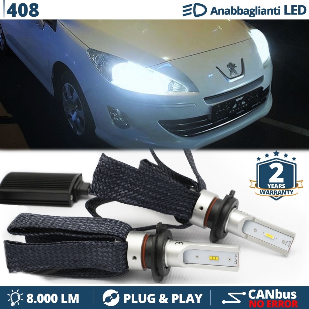 Kit LED H7 para Peugeot 408 Luces de Cruce CANbus | 6500K Blanco Frío 8000LM