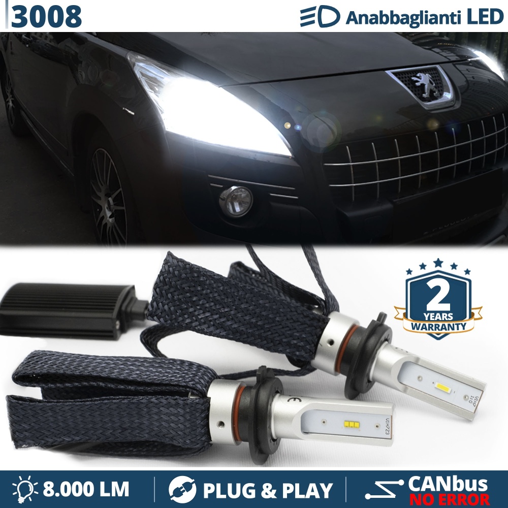 Kit LED H7 para Peugeot 3008 1 Luces de Cruce CANbus | 6500K Blanco Frío 8000LM
