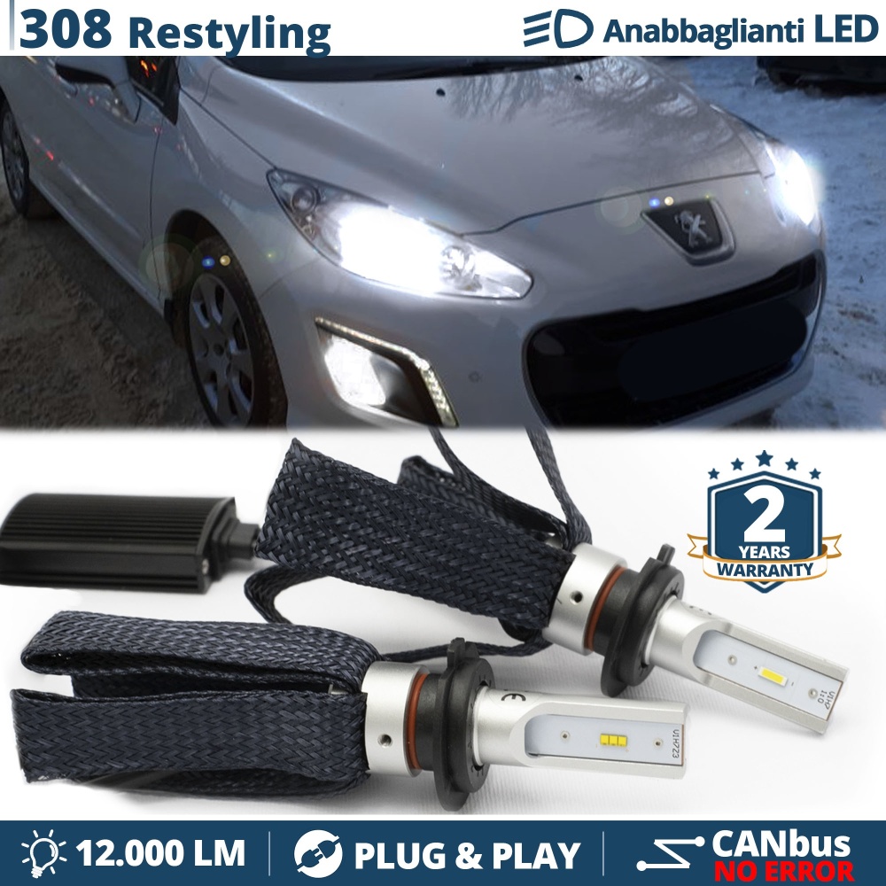 Kit LED H7 para Peugeot 308 Facelift Luces de Cruce CANbus | 6500K Blanco Frío 8000LM