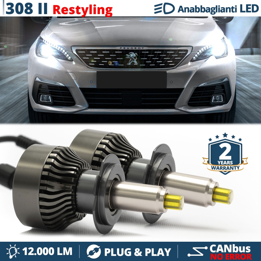Kit LED H7 para Peugeot 308 2 Facelift Luces de Cruce | Bombillas Led Canbus 6500K 12000LM