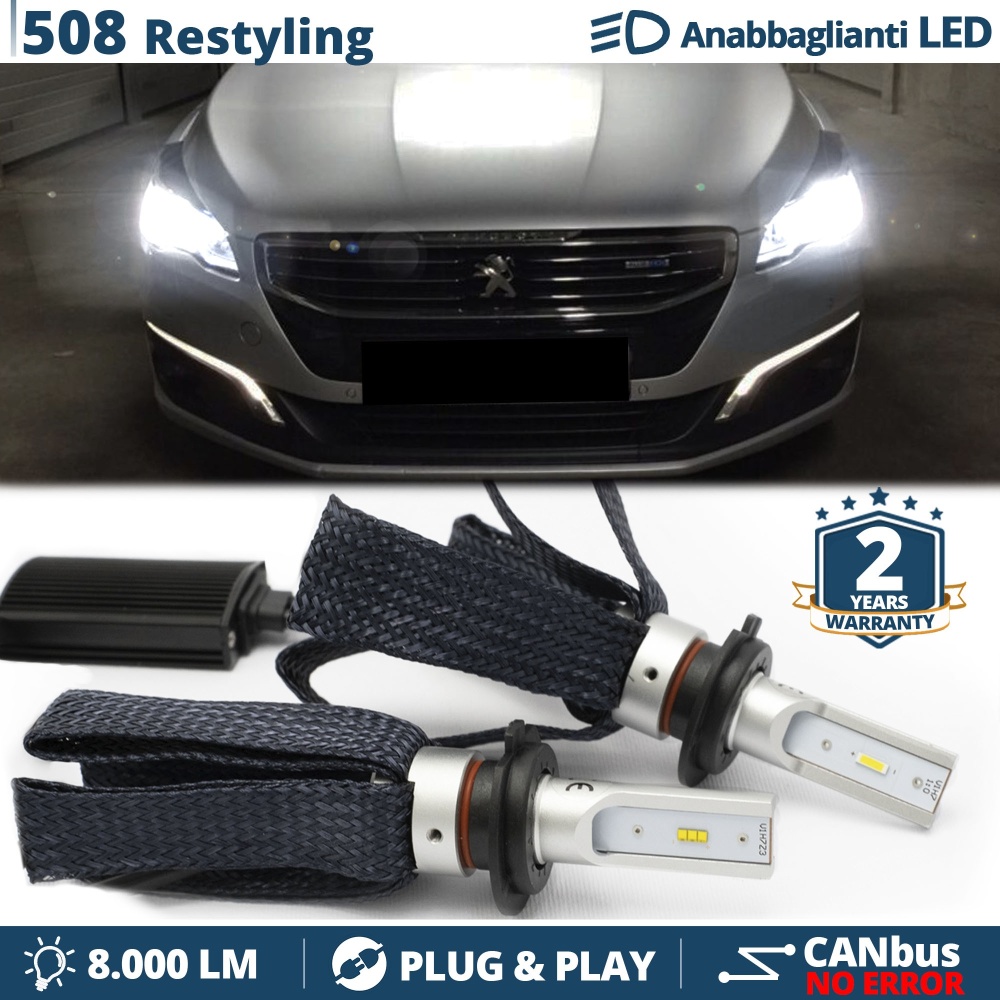 Kit LED H7 para Peugeot 508 1 Facelift Luces de Cruce CANbus | 6500K Blanco Frío 8000LM
