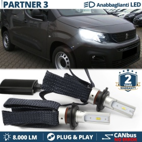 Kit LED H7 para Peugeot Partner 3 Luces de Cruce CANbus | 6500K Blanco Frío 8000LM