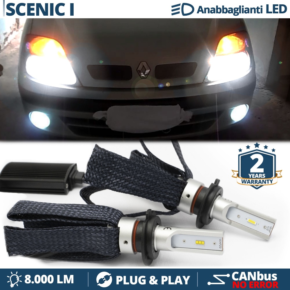 Kit LED H7 para Renault Scenic 1 Luces de Cruce CANbus | 6500K Blanco Frío 8000LM