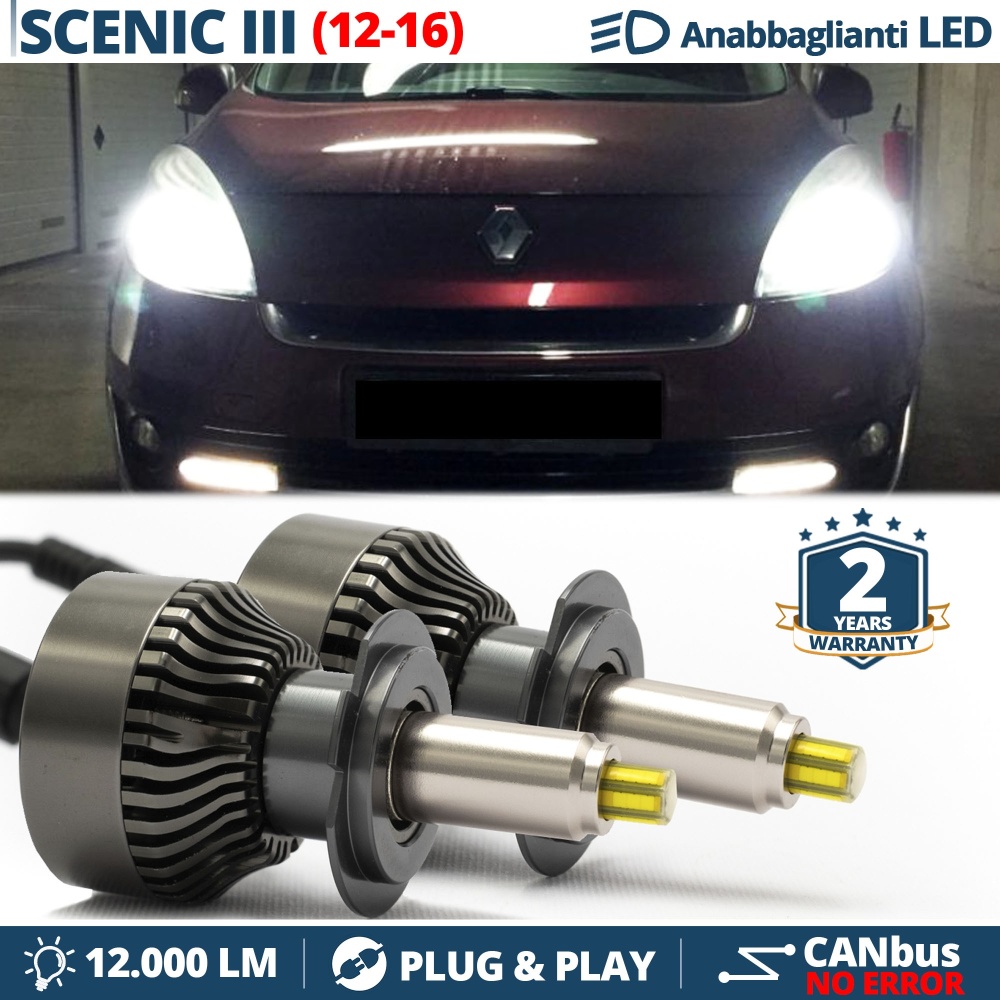 Kit LED H7 para Renault Scenic 3 Facelift Luces de Cruce | Bombillas Led Canbus 6500K 12000LM