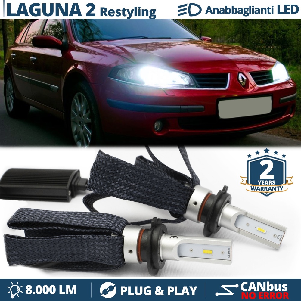 Kit LED H7 para Renault Laguna 2 Facelift Luces de Cruce CANbus | 6500K Blanco Frío 8000LM