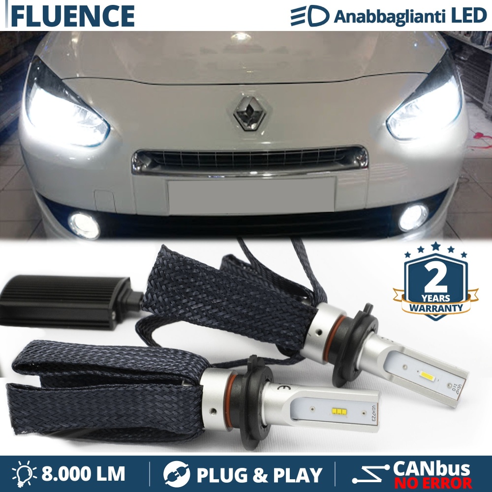 Kit LED H7 para Renault FLUENCE Luces de Cruce CANbus | 6500K Blanco Frío 8000LM