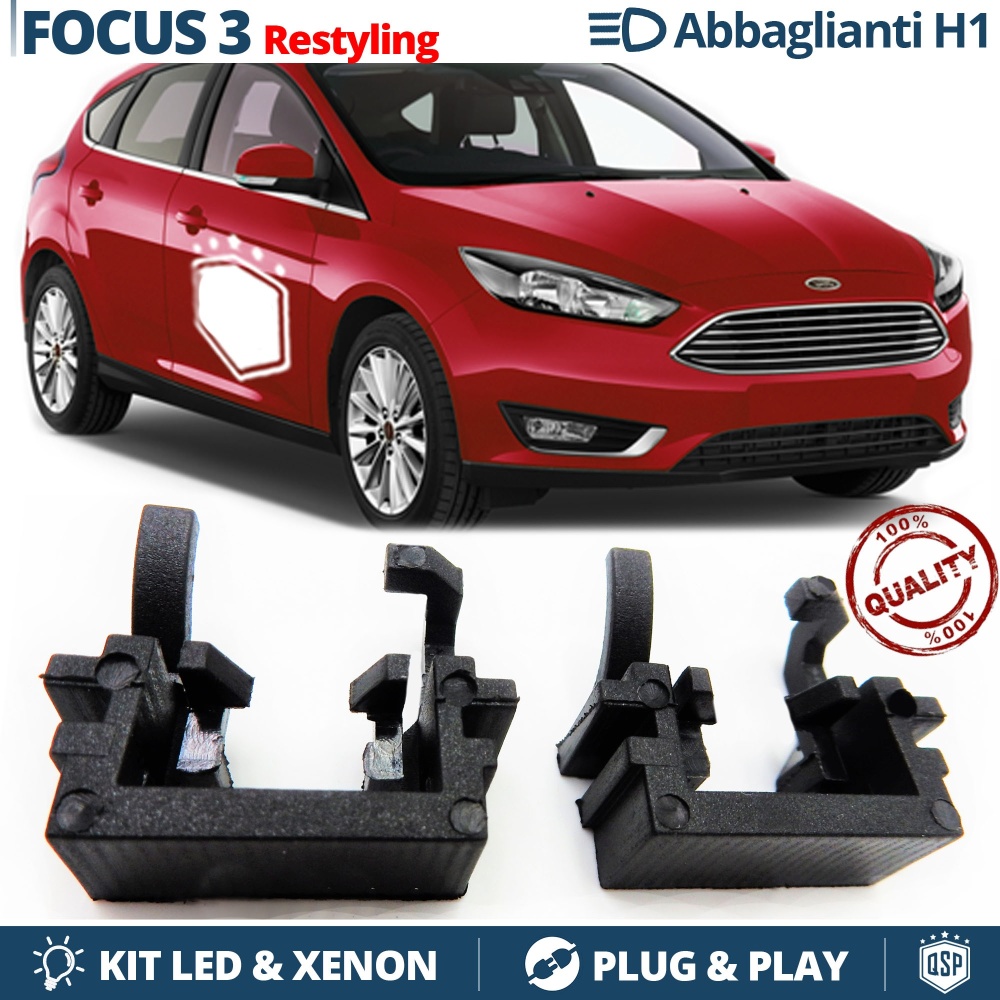 2X Adaptatores del Retenedor Soporte Bombilla para Montaje KIT LED H1 para FORD FOCUS 3 Facelift (2014-2018) Luces de CARRETERA
