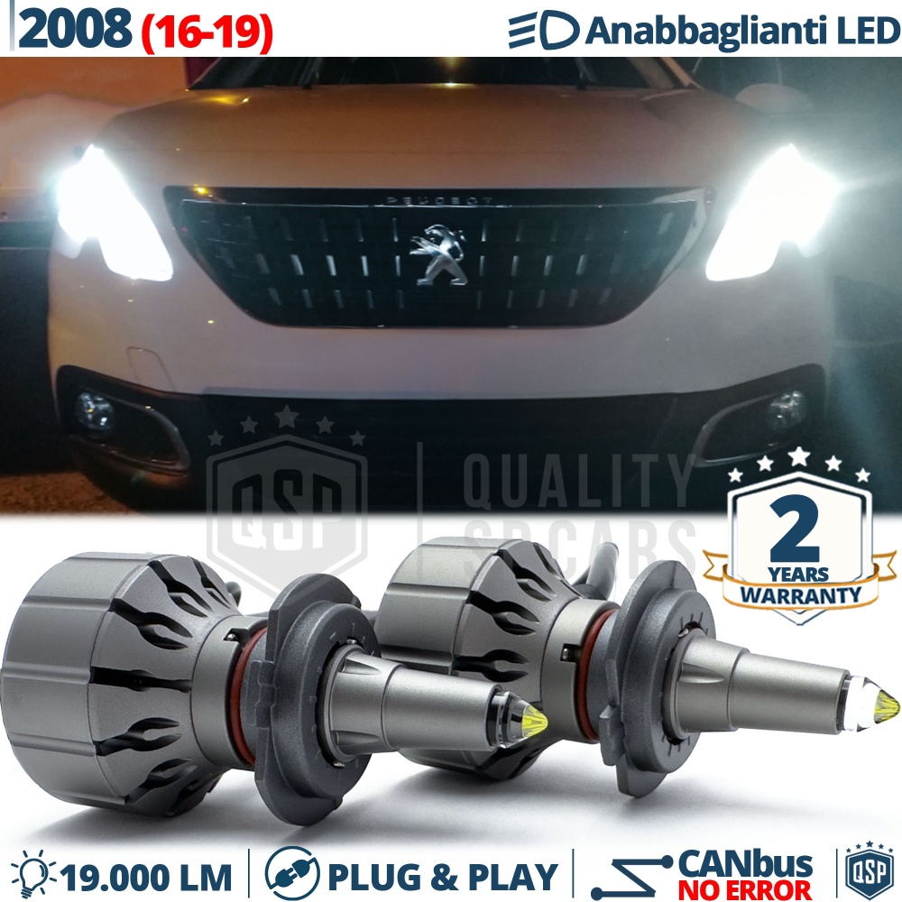 Kit LED H7 para Peugeot 2008 Facelift Luces de Cruce Lenticulares CANbus | 6000K 19000LM