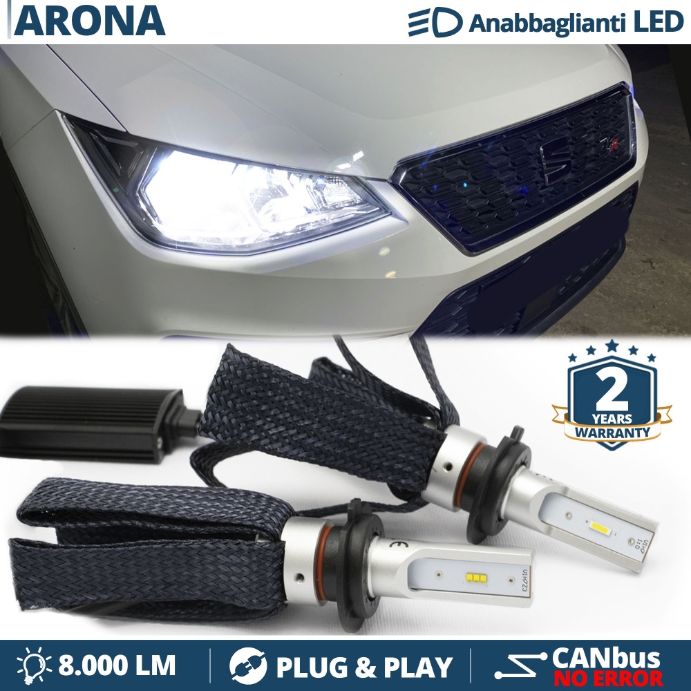 Kit LED H7 para Seat ARONA Luces de Cruce CANbus | 6500K Blanco Frío 8000LM