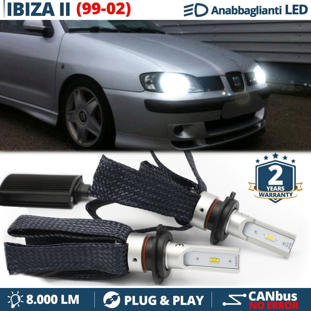 Kit LED H7 para Seat IBIZA 2 6K Facelift Luces de Cruce CANbus | 6500K Blanco Frío 8000LM