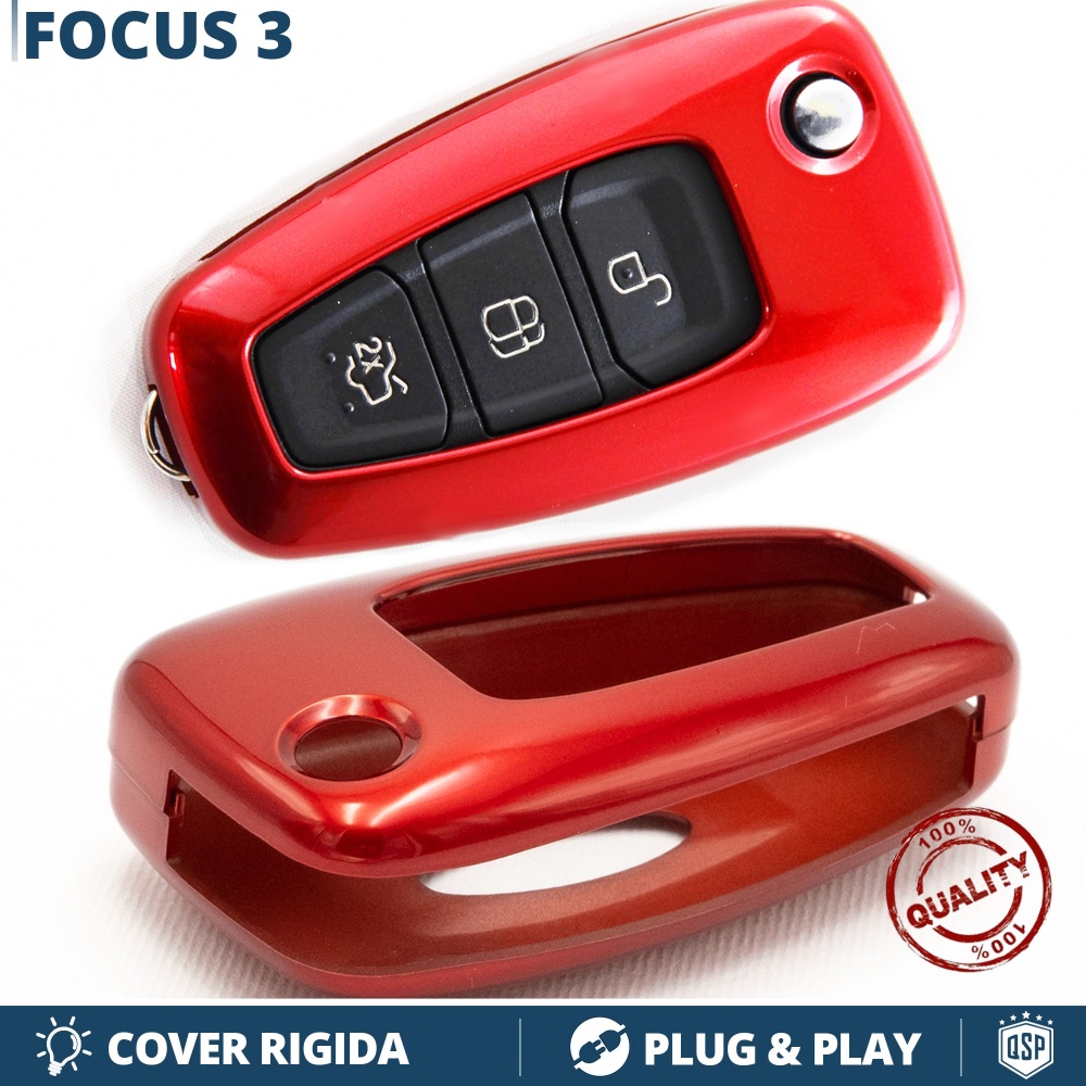 Funda Rígida Llave Mando Roja para Ford FOCUS 3 | Carcasa Protectora en Abs Térmico
