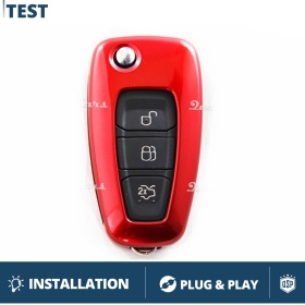 Funda Rígida Llave Mando Roja para Ford FOCUS 3 | Carcasa Protectora en Abs Térmico