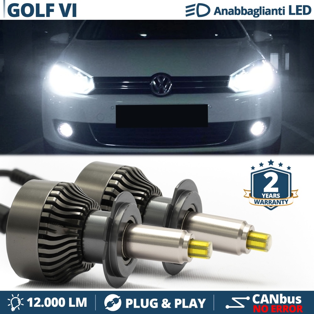H7 LED Kit für Volkswagen GOLF 6 Abblendlicht | Canbus LED Birnen 6500K 12000LM