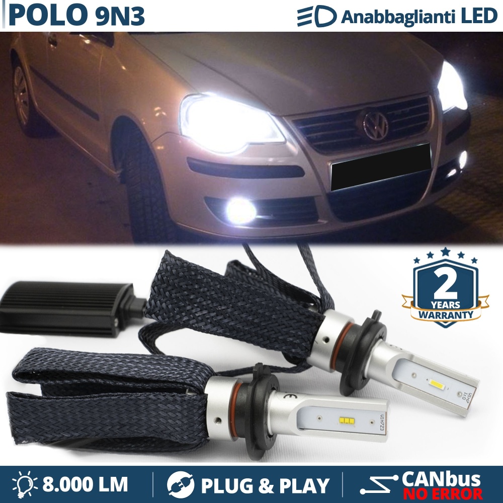 Kit LED H7 para Vw POLO 9N3 Luces de Cruce CANbus | 6500K Blanco Frío 8000LM