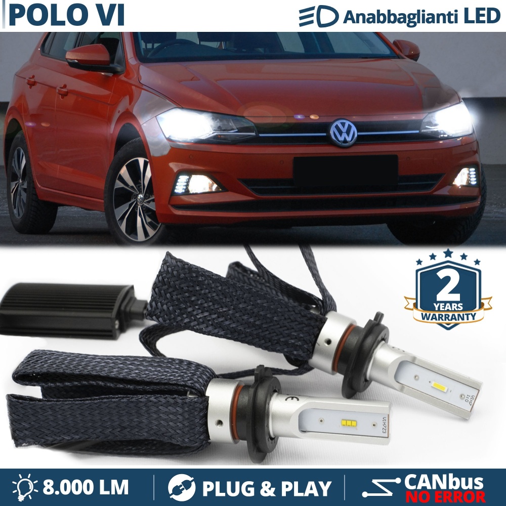Kit LED H7 para Vw POLO AW1 Luces de Cruce CANbus | 6500K Blanco Frío 8000LM