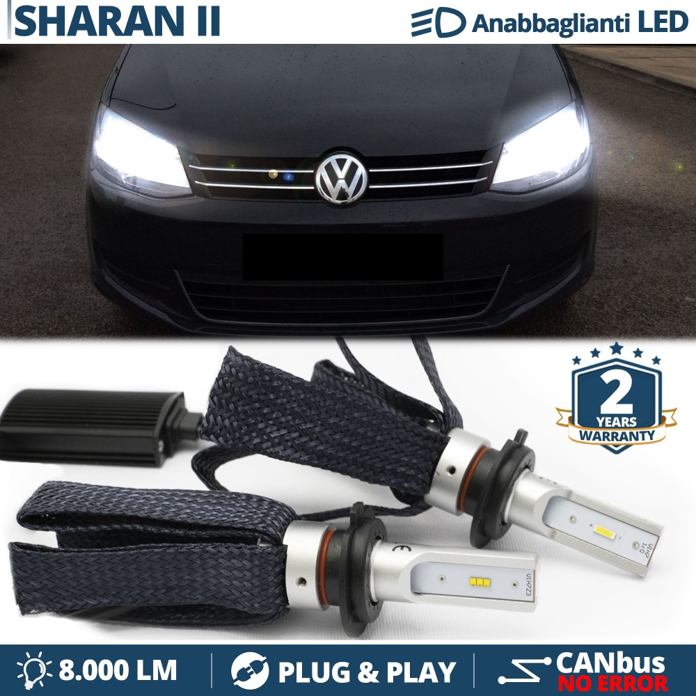 Kit LED H7 para Vw SHARAN 7N Luces de Cruce CANbus | 6500K Blanco Frío 8000LM