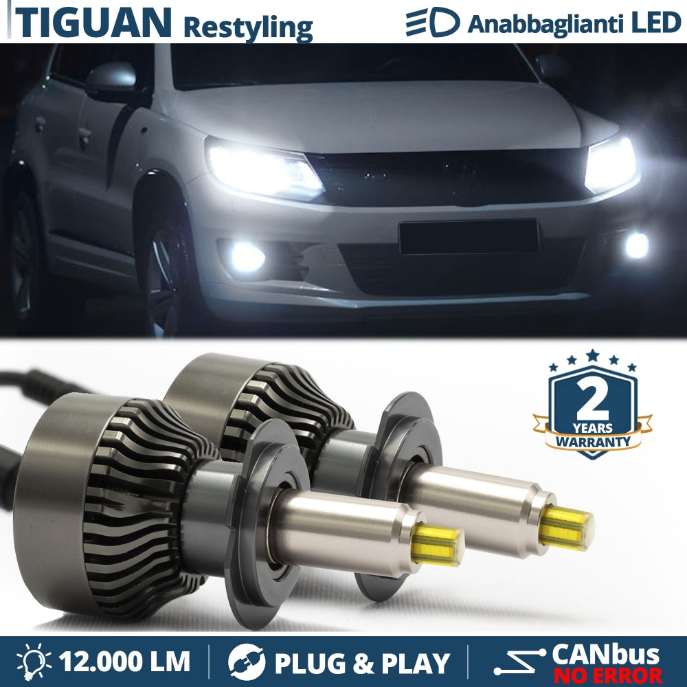 Kit Led H7 per VW TIGUAN 5N 11-16 Luci Bianche Anabbaglianti CANbus | 6500K 12000LM