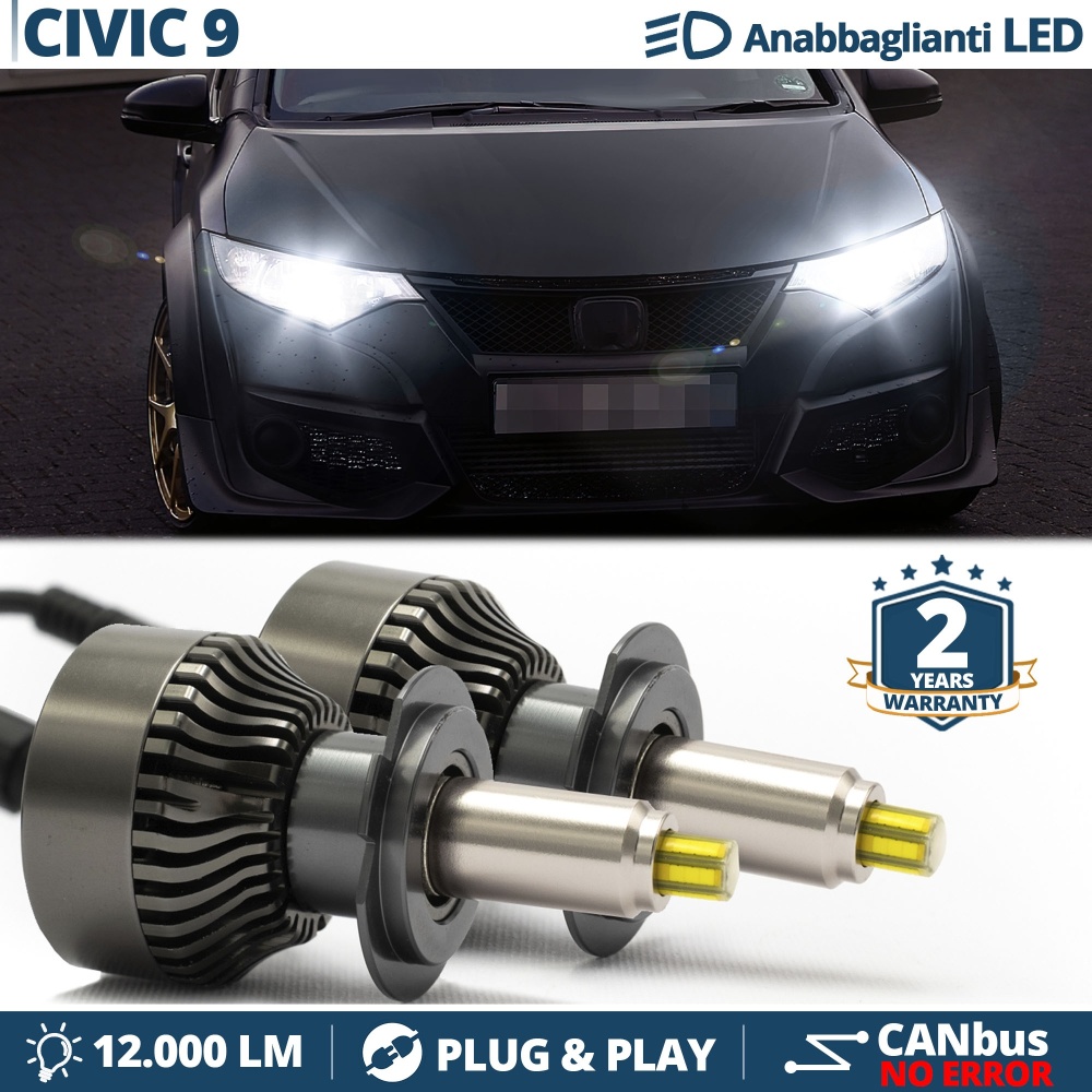 Kit LED H7 para Honda CIVIC 9 Luces de Cruce | Bombillas Led Canbus 6500K 12000LM