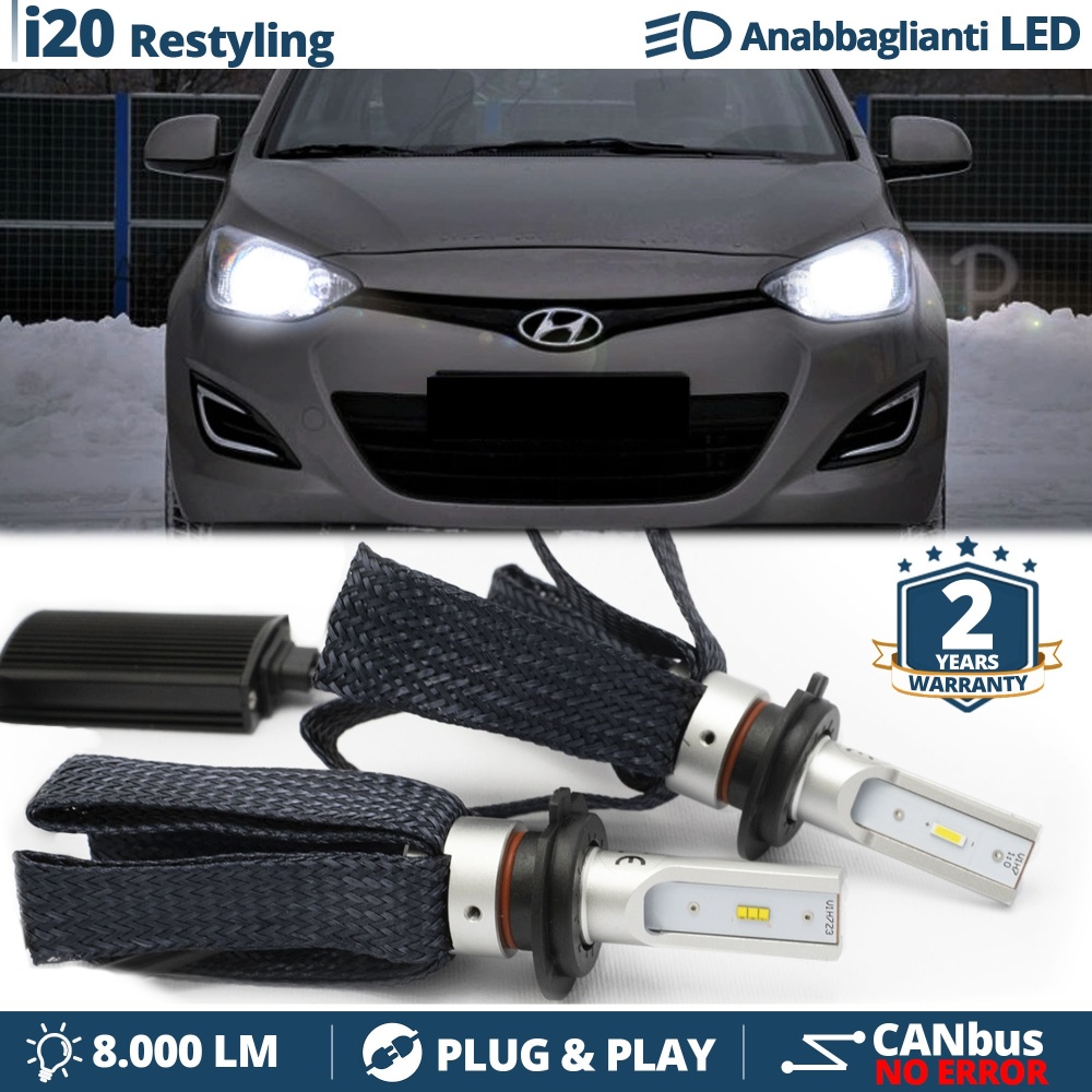 Kit LED H7 para HYUNDAI i20 FACELIFT Luces de Cruce CANbus | 6500K Blanco Frío 8000LM