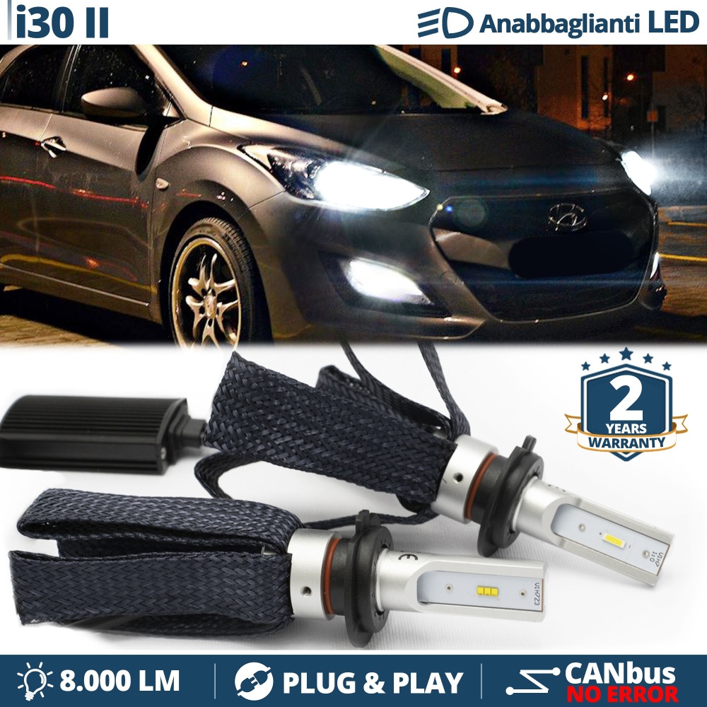 Kit LED H7 para HYUNDAI i30 2 Luces de Cruce CANbus | 6500K Blanco Frío 8000LM