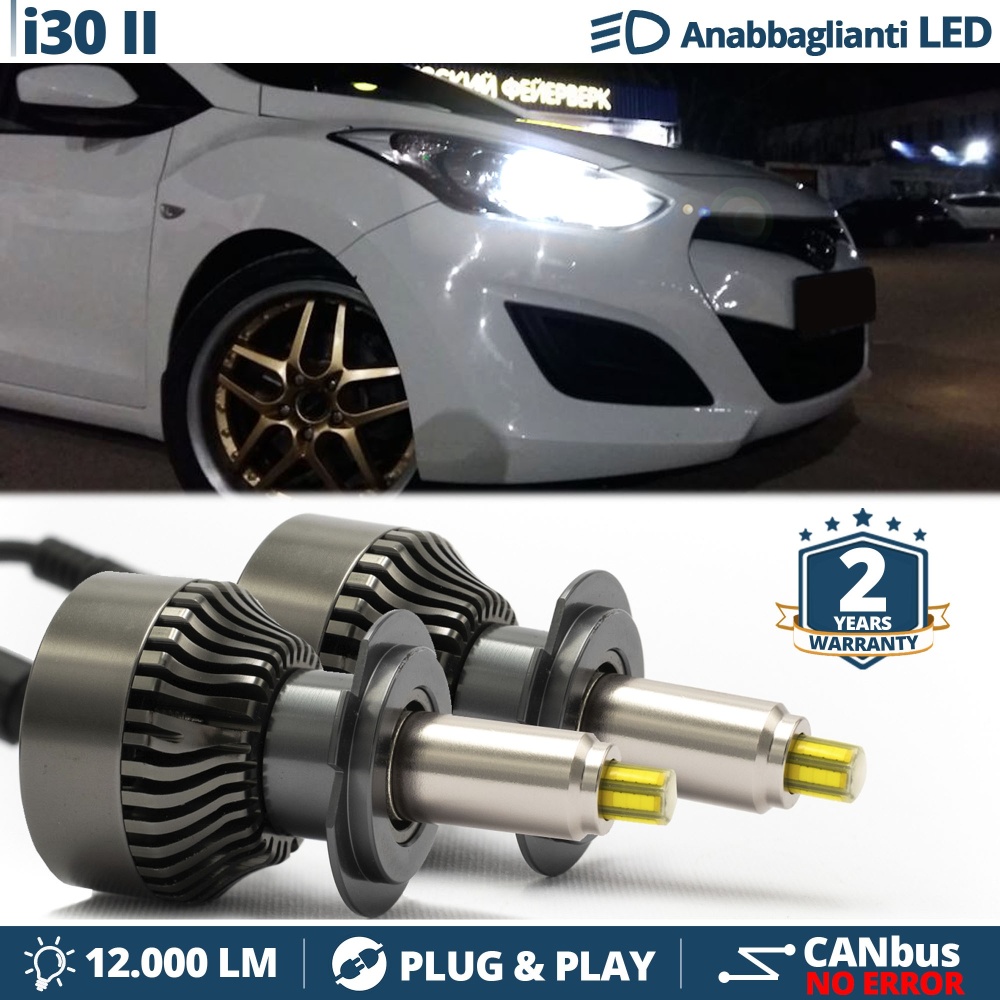Kit LED H7 para Hyundai i30 2 Luces de Cruce | Bombillas Led Canbus 6500K 12000LM