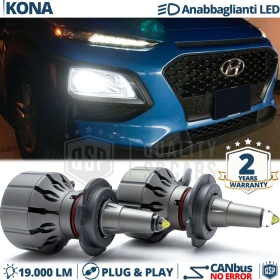 Kit Full LED H7 Per Hyundai KONA Luci Anabbaglianti Lenticolari Bianche CANbus | 6000K 19000LM