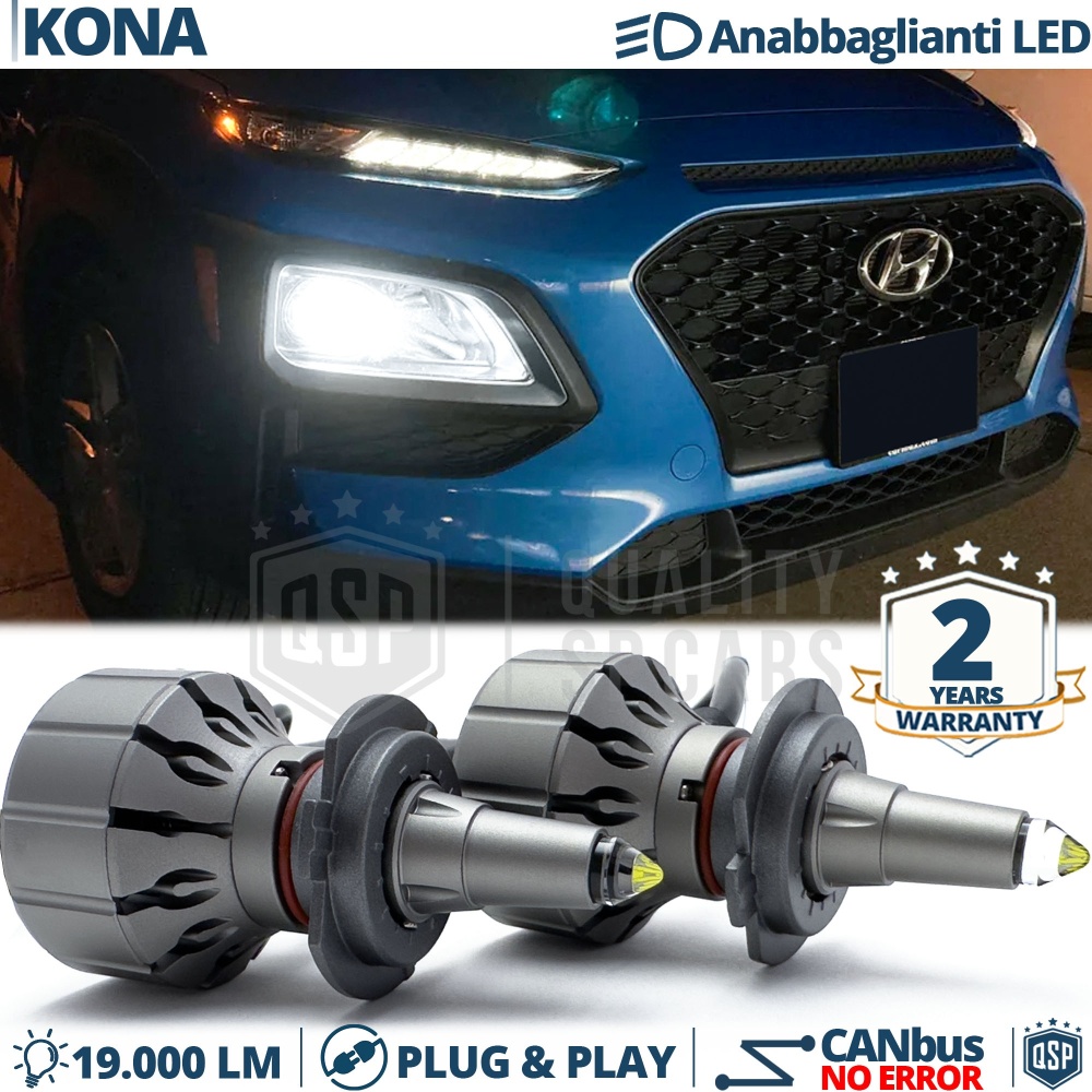 Kit Full LED H7 Per Hyundai KONA Luci Anabbaglianti Lenticolari Bianche CANbus | 6000K 19000LM