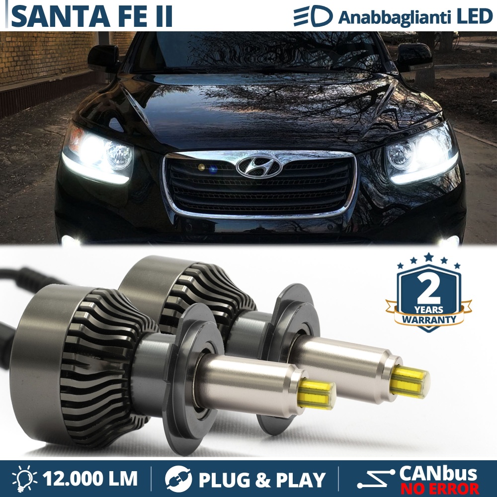 Kit LED H7 para Hyundai SANTA FE 2 Luces de Cruce | Bombillas Led Canbus 6500K 12000LM