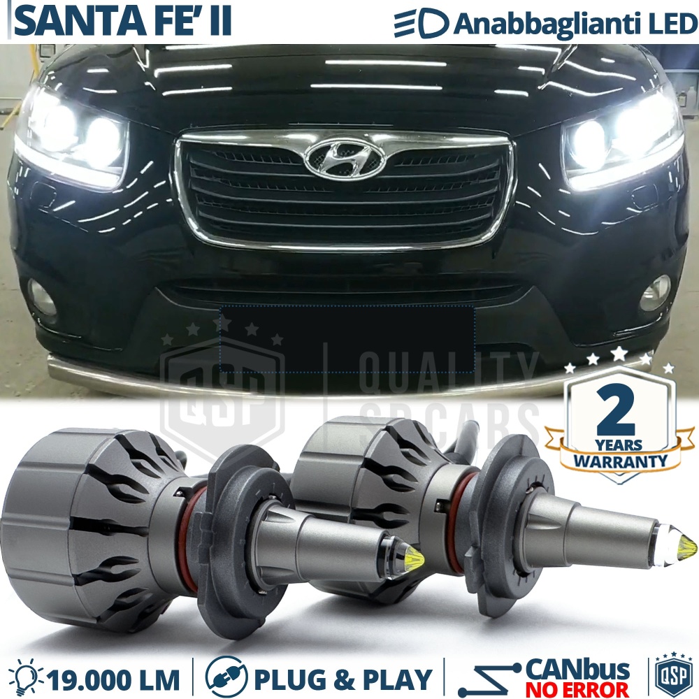 Kit LED H7 para Hyundai SANTE FE 2 Luces de Cruce Lenticulares CANbus | 6000K 19000LM