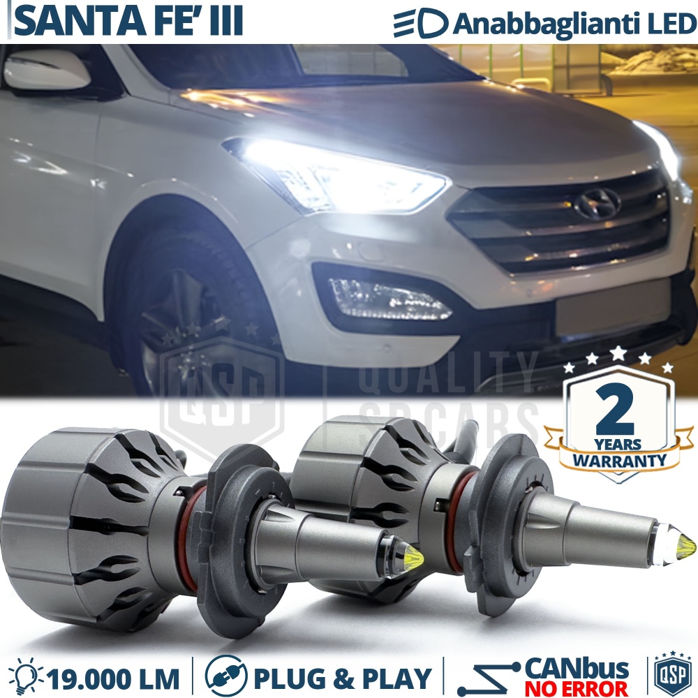 Kit LED H7 para Hyundai SANTA FE 3 Luces de Cruce Lenticulares CANbus | 6000K 19000LM