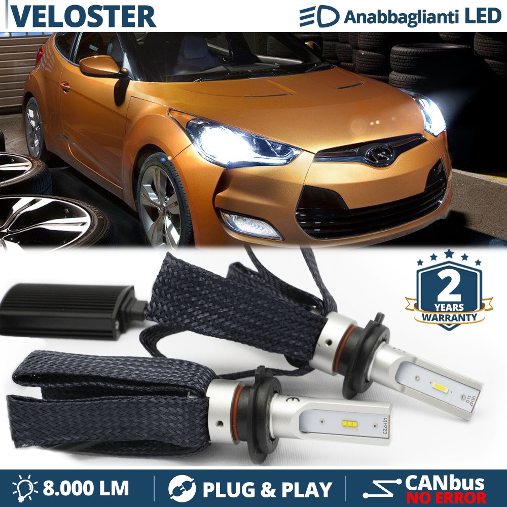 Kit LED H7 para Hyundai VELOSTER Luces de Cruce CANbus | 6500K Blanco Frío 8000LM