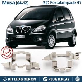 2x Adattatori Portalampada per Lancia MUSA Montaggio Kit Led o Xenon H7 Anabbaglianti
