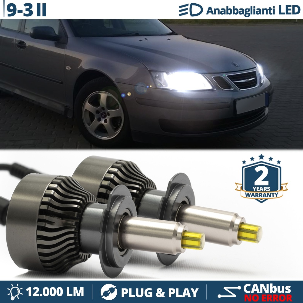 Kit LED H7 para Saab 9-3 2 03-08 Luces de Cruce Lenticulares | Bombillas Led CANbus 6500K 12000LM