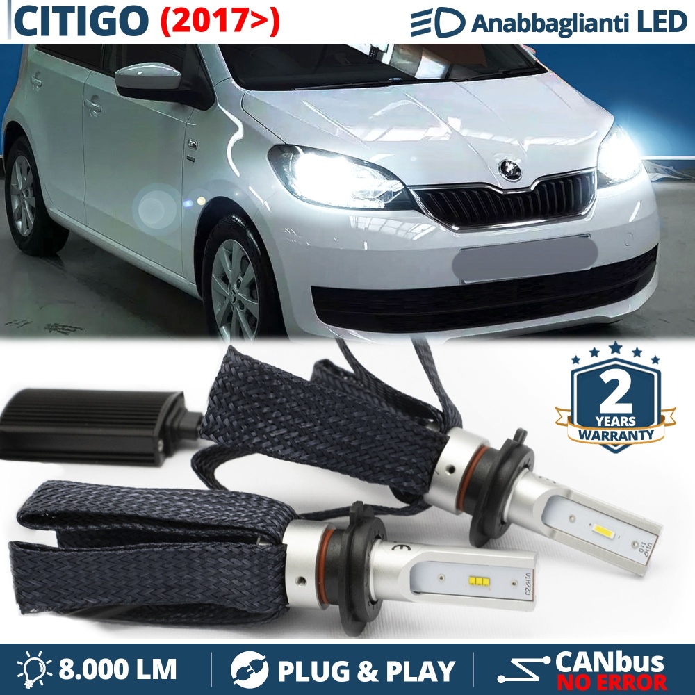 Kit LED H7 para Skoda CITIGO Facelift Luces de Cruce CANbus | 6500K Blanco Frío 8000LM