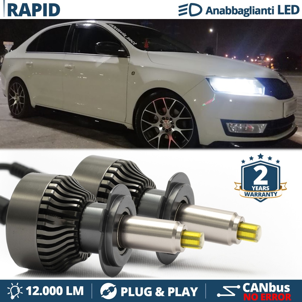 Kit LED H7 para Skoda RAPID Luces de Cruce | Bombillas Led Canbus 6500K 12000LM