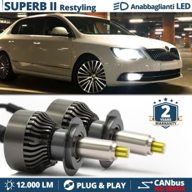 Lampade LED H7 per Skoda SUPERB 2 13-15 Luci Bianche Anabbaglianti CANbus | 6500K 12000LM