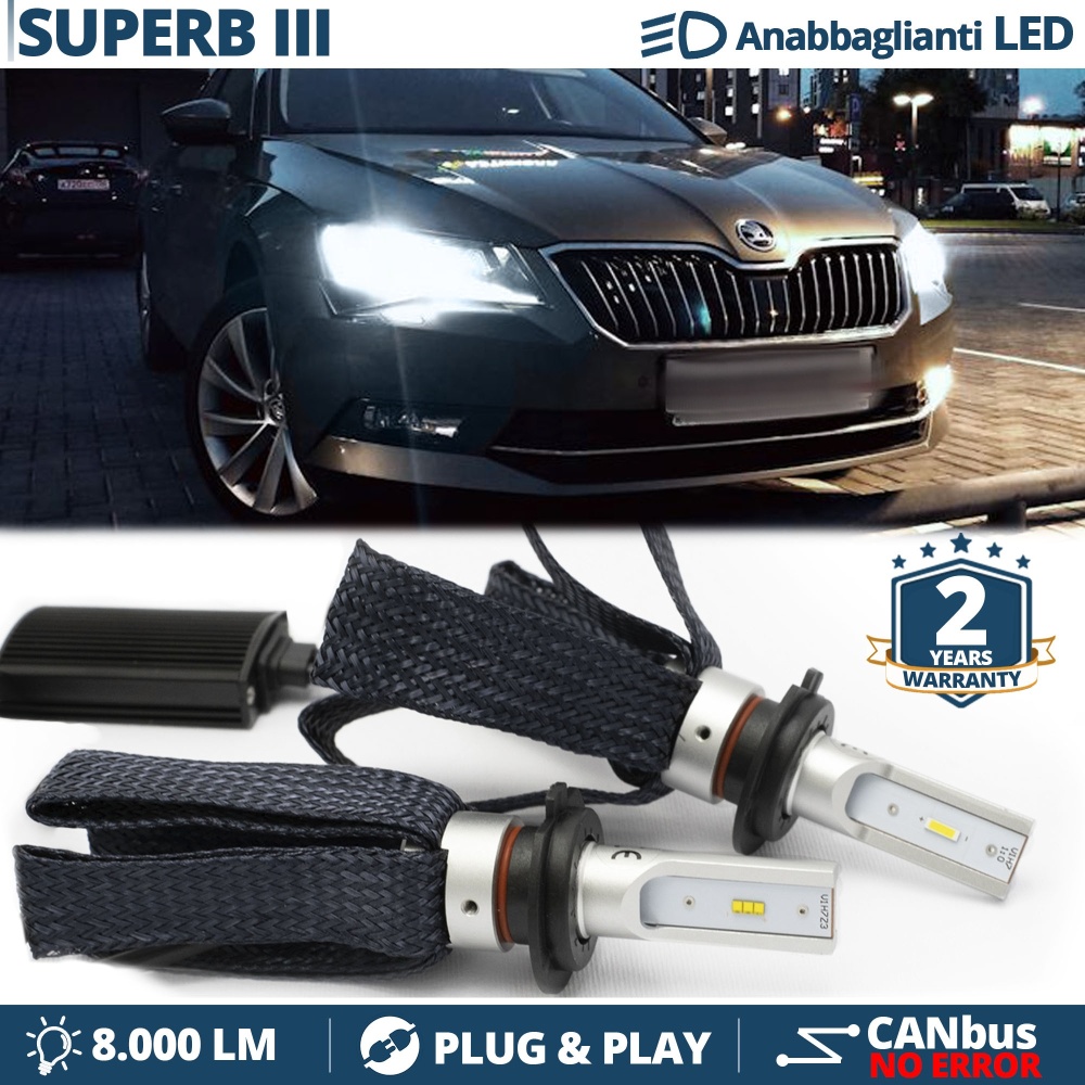 Kit LED H7 para Skoda SUPERB 3 (3V) Luces de Cruce CANbus | 6500K Blanco Frío 8000LM