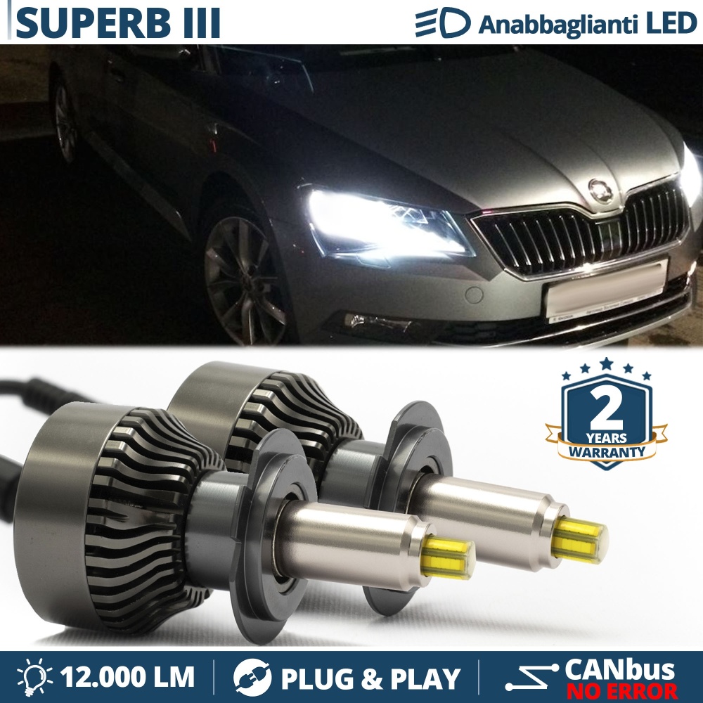 Kit LED H7 para Skoda SUPERB 3 Luces de Cruce | Bombillas Led Canbus 6500K 12000LM