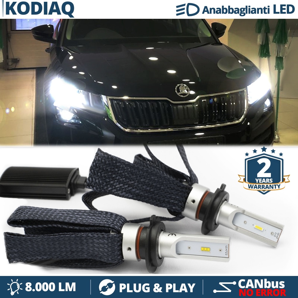 Kit LED H7 para Skoda KODIAQ Luces de Cruce CANbus | 6500K Blanco Frío 8000LM