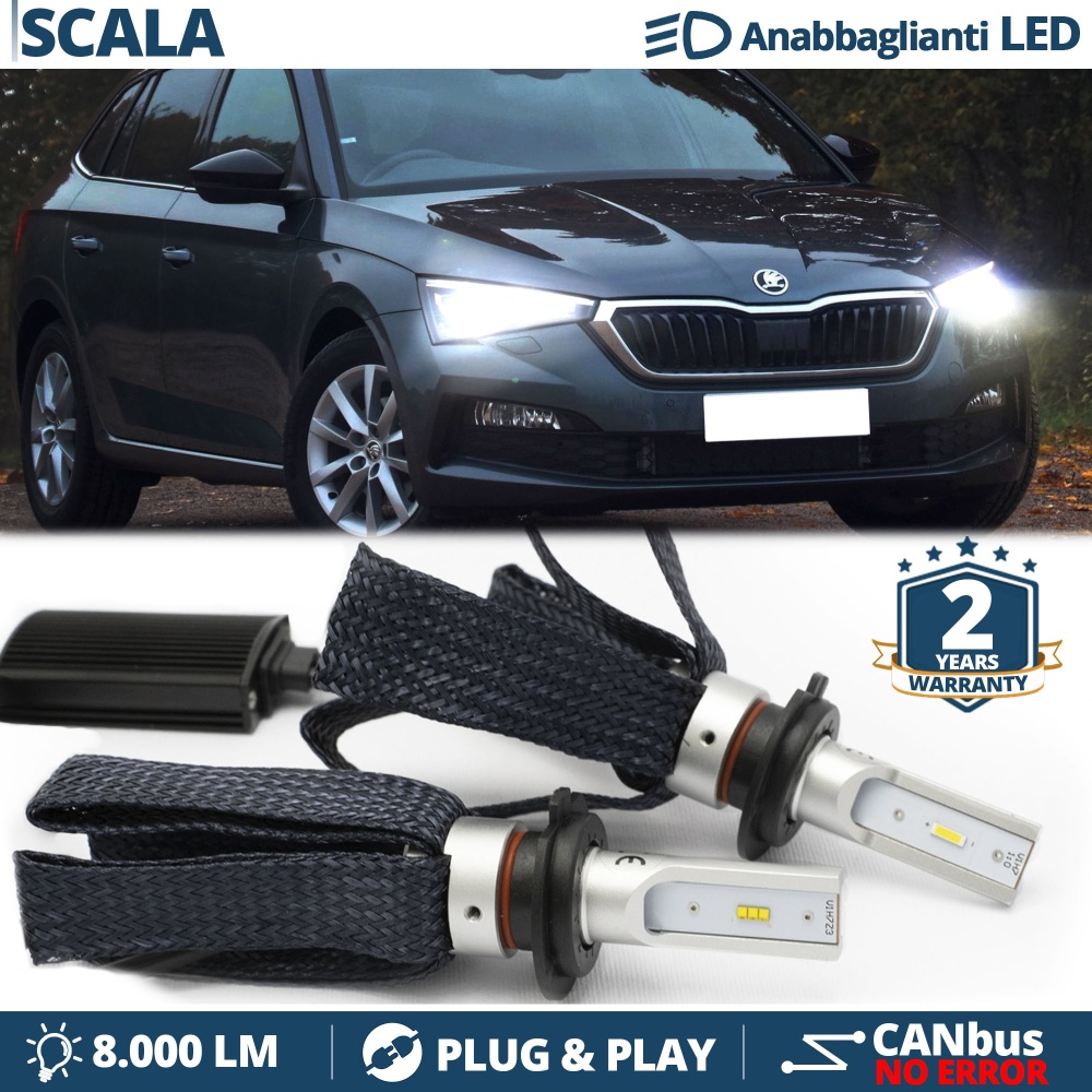 H7 LED Bulbs for Skoda SCALA Low Beam CANbus Bulbs | 6500K Cool White 8000LM