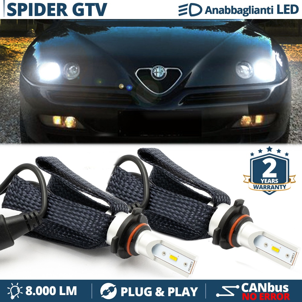 Kit LED HB3 para Alfa Romeo SPIDER, GTV Luces de Cruce CANbus | 6500K Blanco Frío 8000LM