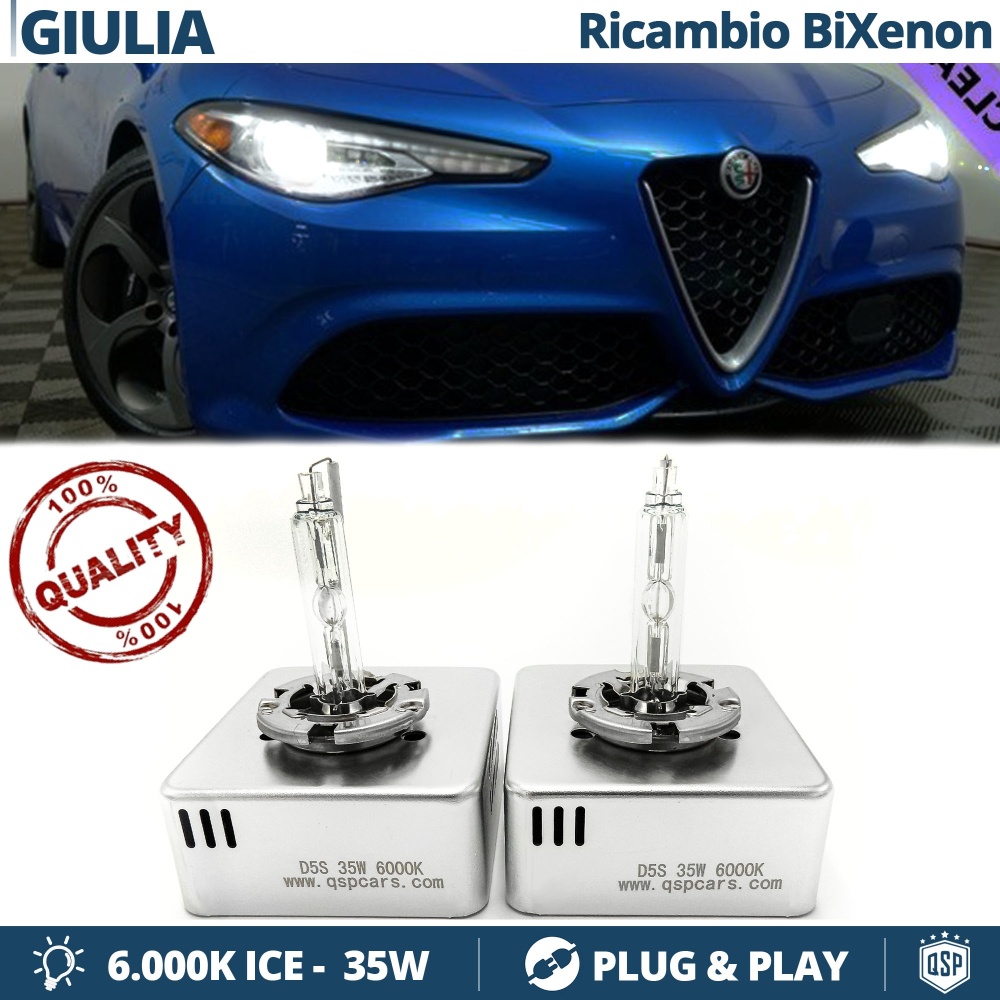 2 Bombillas de Repuesto D5S BI-XENON para Alfa Romeo GIULIA Blanco Frío 6000K 35W