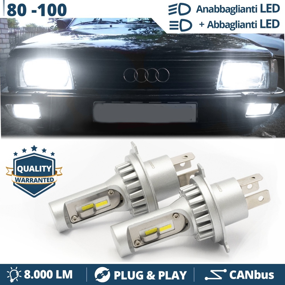 Kit Led H4 para Audi 80, 100 Luces de Cruce + Carretera 6500k 8000LM | Plug & Play CANbus Kit Led H4 para Audi 80, 100 Luces de Cruce + Carretera 6500k 8000LM | Plug & Play CANbus