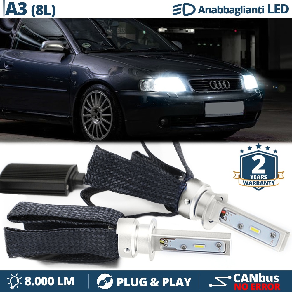 Kit LED H1 para AUDI A3 8L Facelift Luces de Cruce | Bombillas LED H1 6500K 8000LM | CANbus