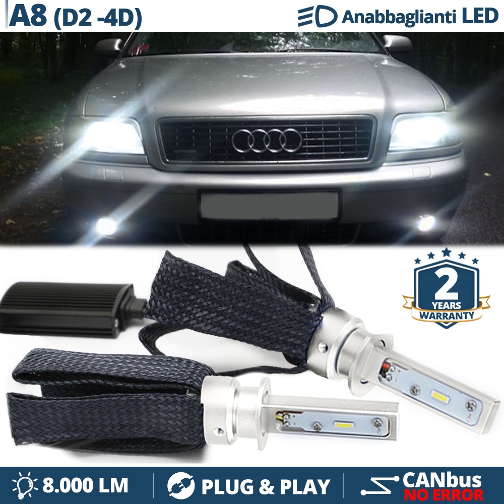 Kit LED H1 para AUDI A8 D2-4D Luces de Cruce | Bombillas LED H1 6500K 8000LM | CANbus