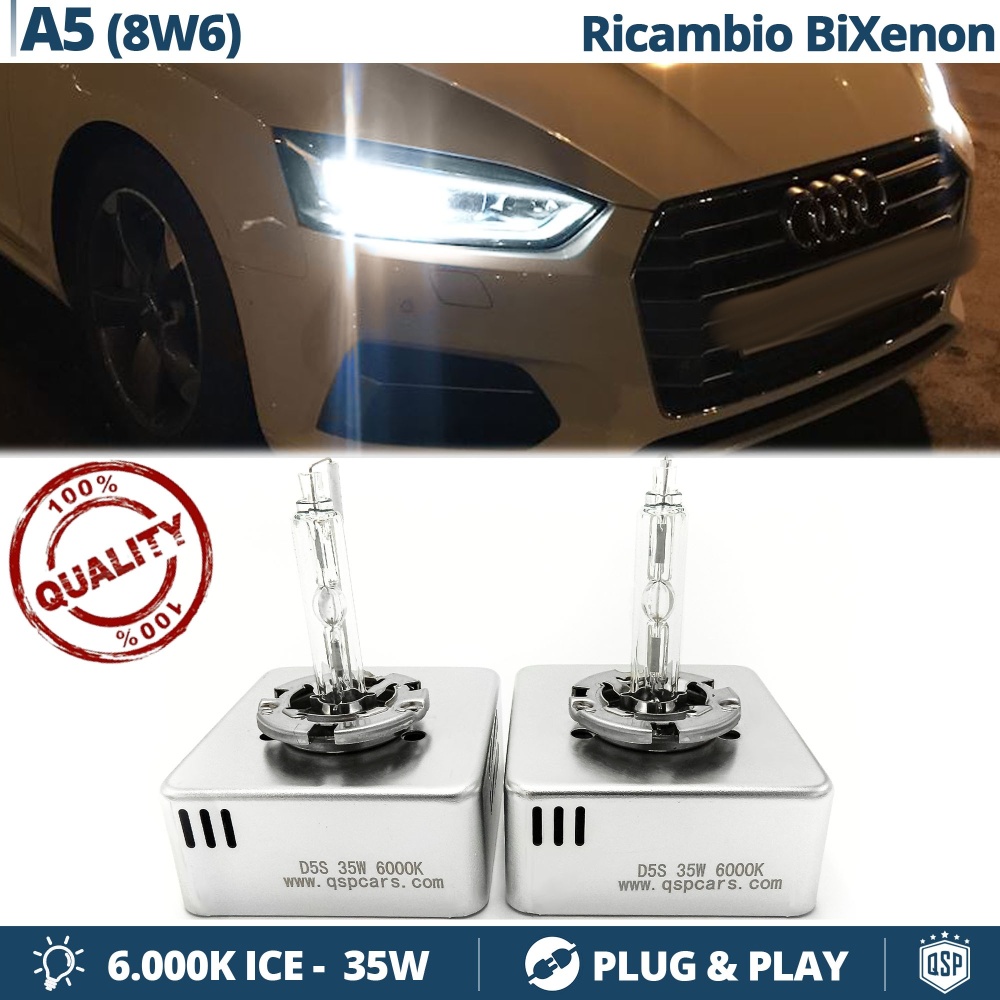 2 Bombillas de Repuesto D5S BI XENON para AUDI A5 8W Blanco Frío 6000K 35W