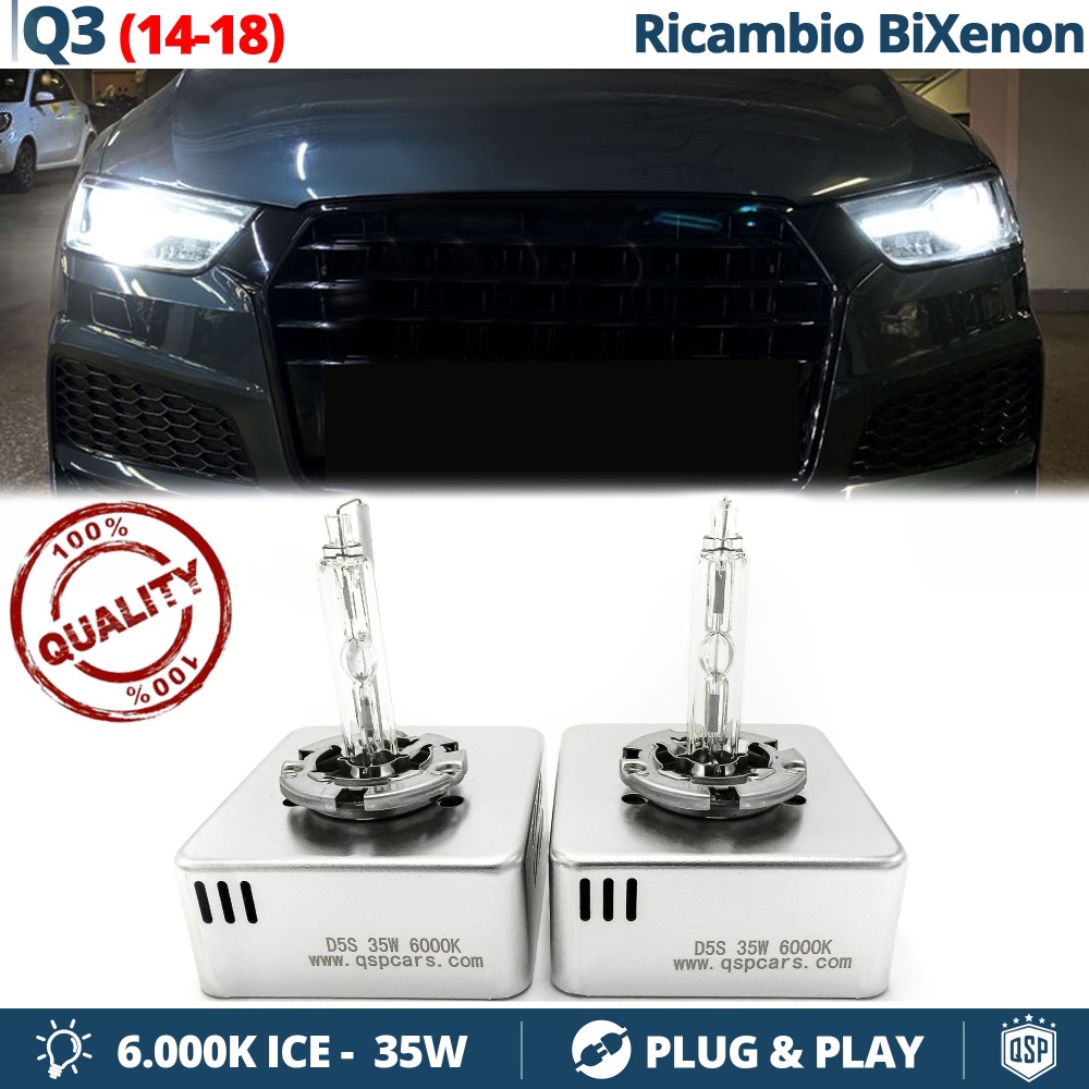 2 Bombillas de Repuesto D5S BI XENON para AUDI Q3 8U Facelift Blanco Frío 6000K 35W