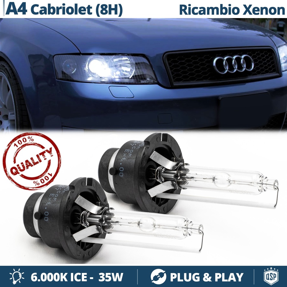 2x Bombillas Xenon D2S de Repuesto para AUDI A4 B6 Descapotable Luz 6000K Blanco Frio 35W