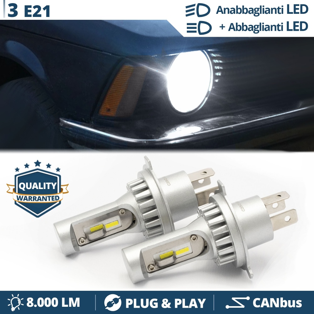 Kit Led H4 para BMW SERIE 3 E21 Luces de Cruce + Carretera 6500k 8000LM | Plug & Play CANbus Kit Led H4 para BMW SERIE 3 E21 Luces de Cruce + Carretera 6500k 8000LM | Plug & Play CANbus